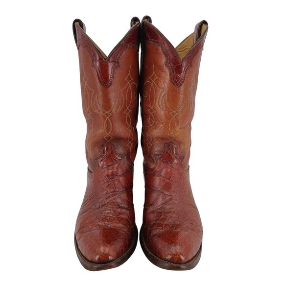 Vintage Justin Men 10.5D Exotic Alligator Belly Leather Cowboy Western Boots USA - Picture 2 of 16